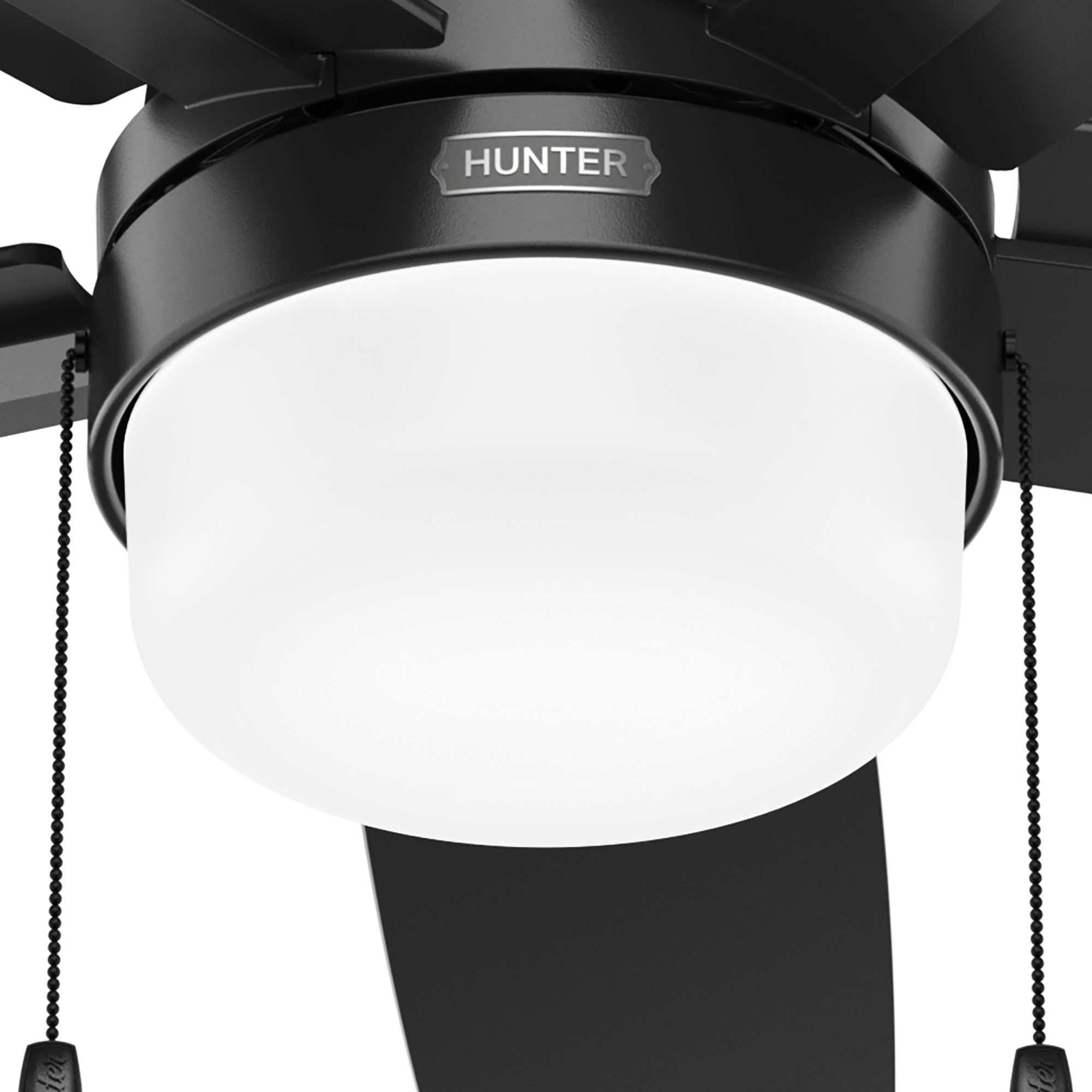 Hunter 52 inch Anisten  Ceiling Fan with LED Light Kit and Pull Chain Ceiling Fan Hunter Matte Black Matte Black / Dark Gray Oak White Lens