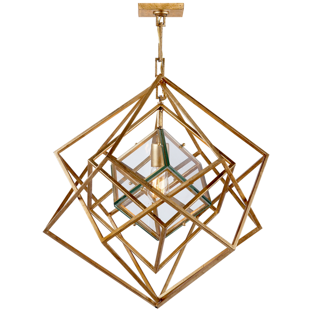 Visual Comfort Cubist Small Chandelier Chandeliers Visual Comfort & Co. Gild Clear Glass 