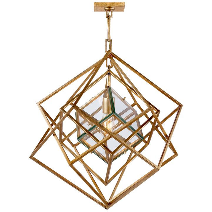 Visual Comfort Cubist Small Chandelier Chandeliers Visual Comfort & Co. Gild Clear Glass 