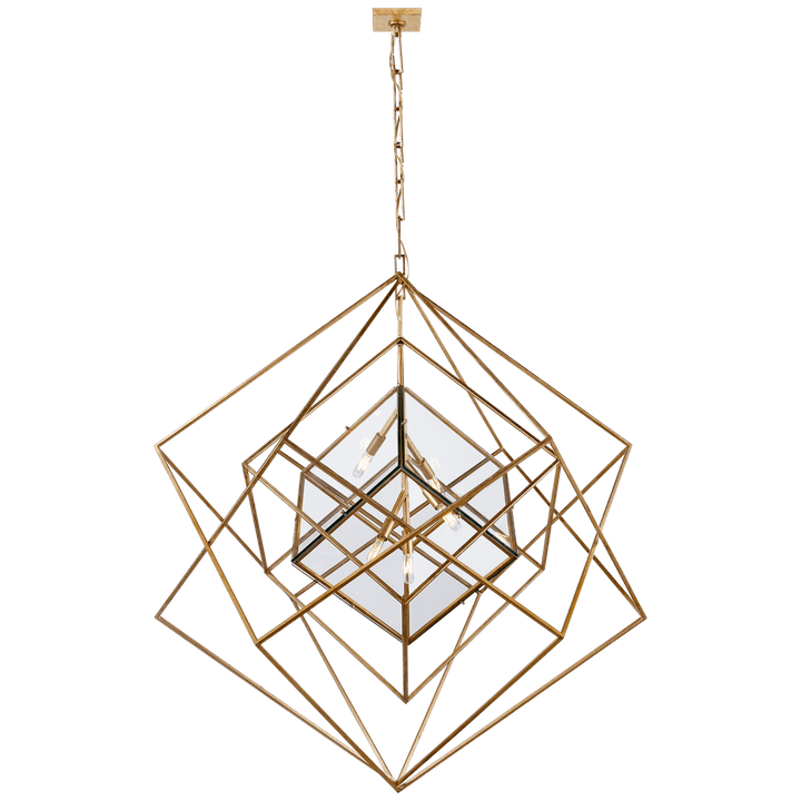 Visual Comfort Cubist Large Chandelier Pendants Visual Comfort & Co. Gild Clear Glass 