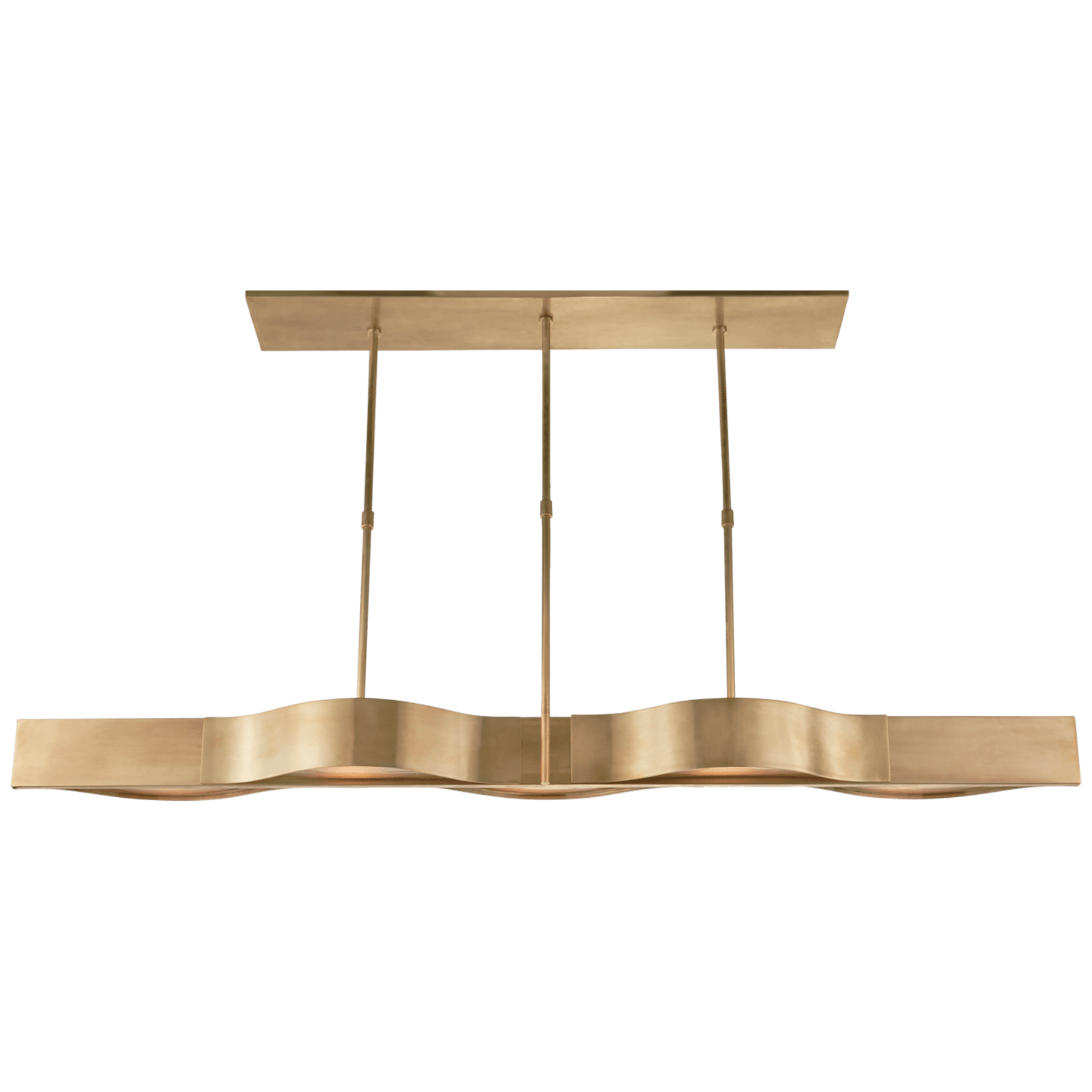 Visual Comfort Avant Large Linear Pendant Linear Suspension Light Visual Comfort Antique-Burnished Brass Frosted Glass 