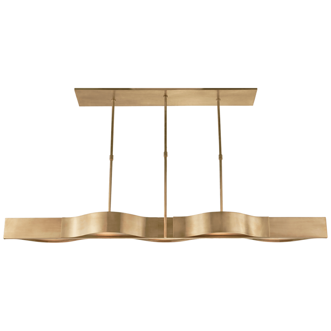 Visual Comfort Avant Large Linear Pendant Linear Chandeliers Visual Comfort & Co. Antique-Burnished Brass Frosted Glass 