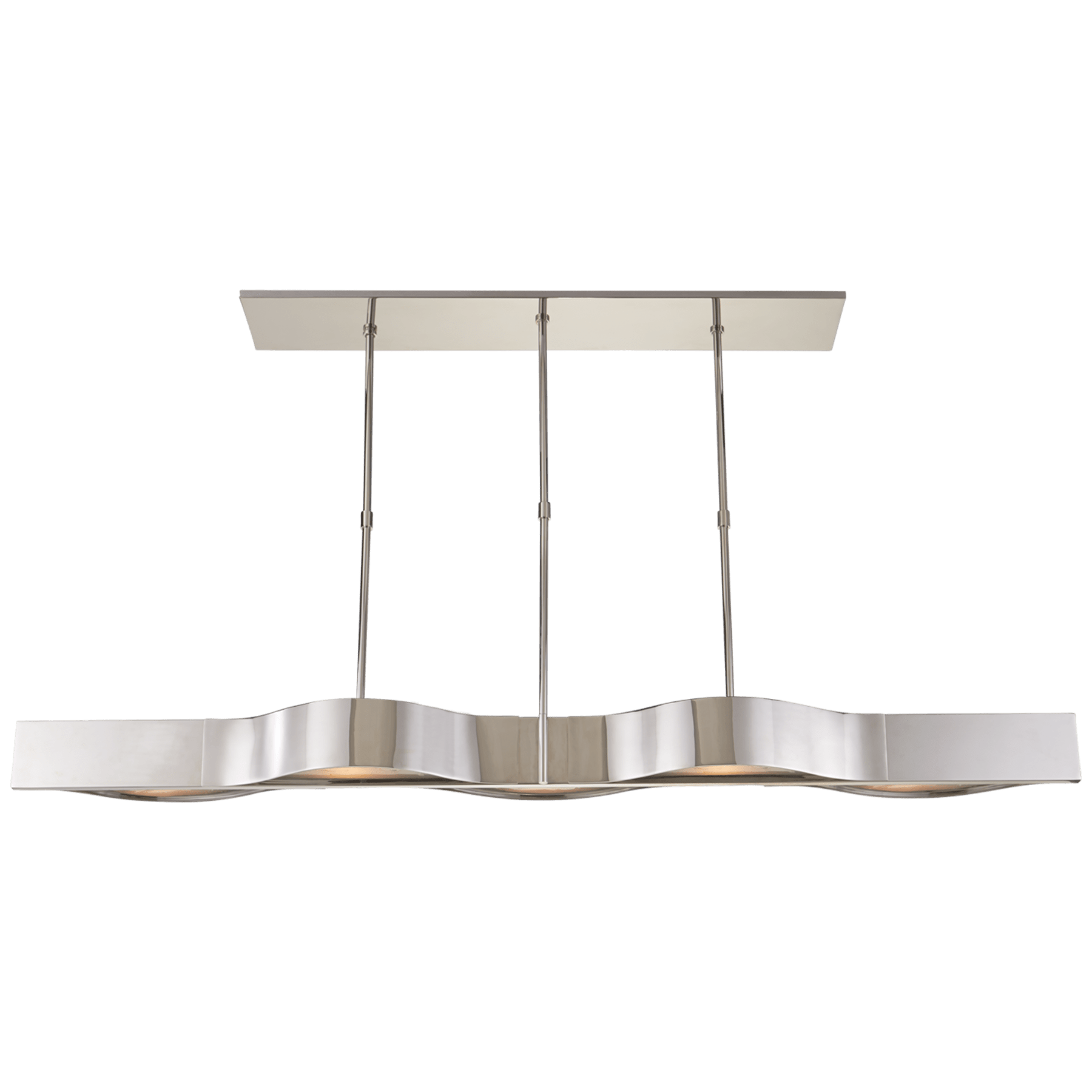 Visual Comfort Avant Large Linear Pendant Linear Suspension Light Visual Comfort Polished Nickel Frosted Glass 