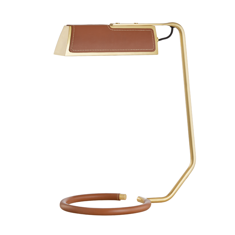 Hudson Valley 1 LIGHT TABLE LAMP W/ SADDLE LEATHER L1295 Table Lamps Hudson Valley Lighting Brass  