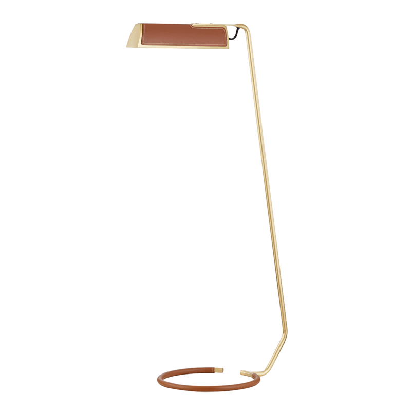 Hudson Valley 1 LIGHT FLOOR LAMP W/ SADDLE LEATHER L1297 Table Lamps Hudson Valley Lighting Brass  