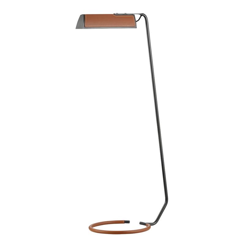 Hudson Valley 1 LIGHT FLOOR LAMP W/ SADDLE LEATHER L1297 Table Lamps Hudson Valley Lighting Bronze  