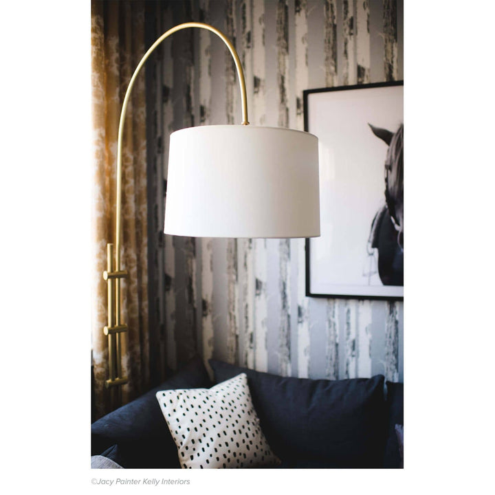 Regina Andrew  Arc Floor Lamp With Fabric Shade (Natural Brass) Table Lamps Regina Andrew   