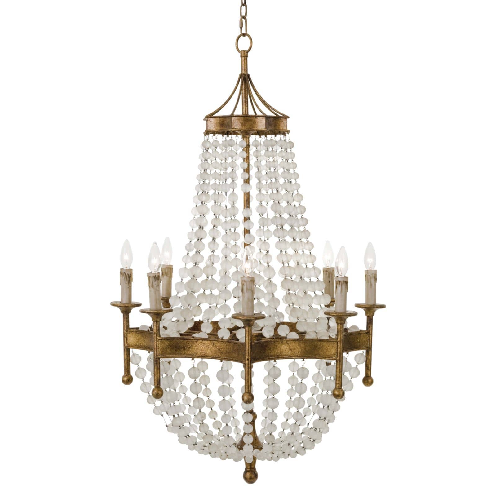 Regina Andrew  Frosted Crystal Bead Chandelier Chandeliers Regina Andrew Antique Gold  