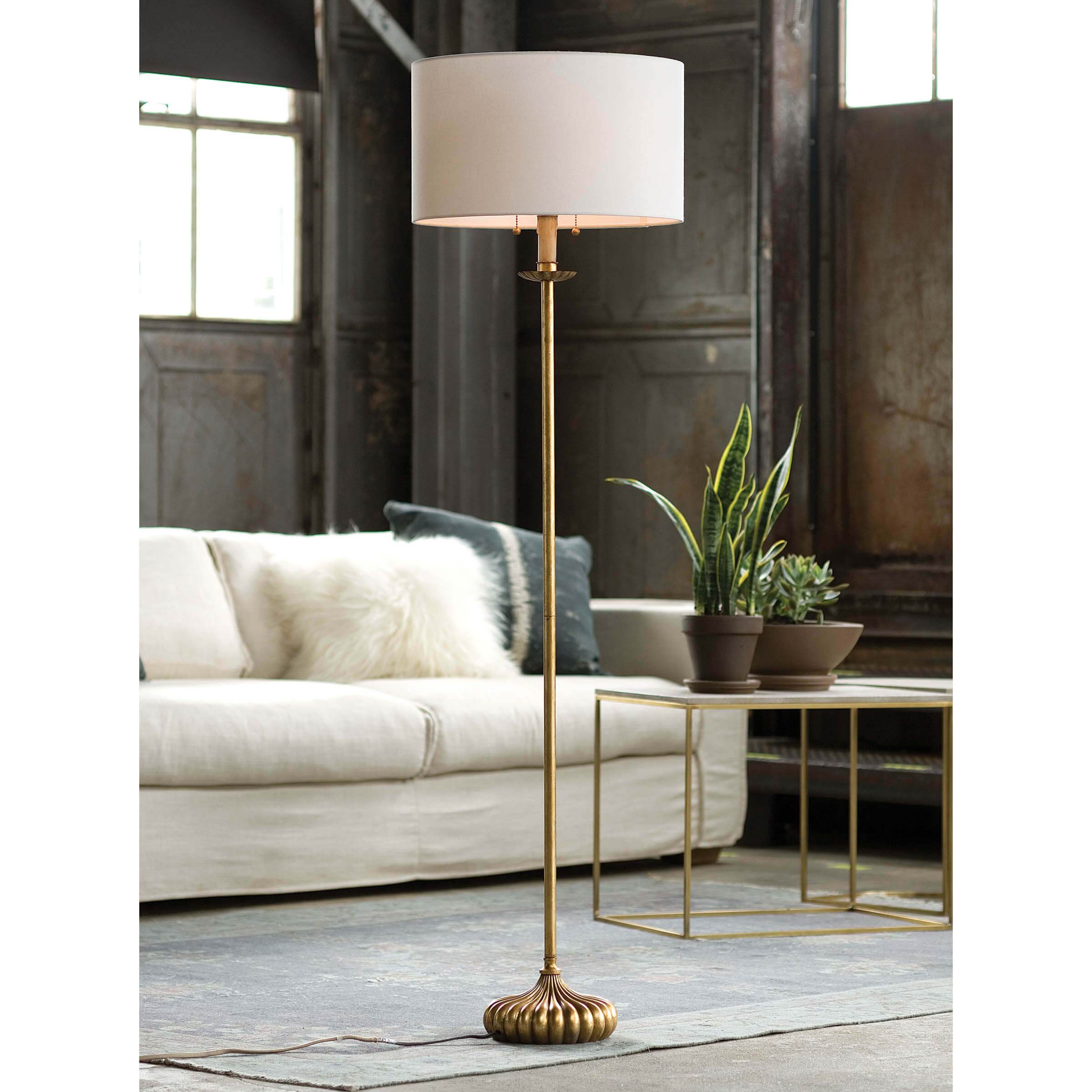 Regina Andrew  Clove Stem Floor Lamp (Antique Gold Leaf) Lamp Regina Andrew   
