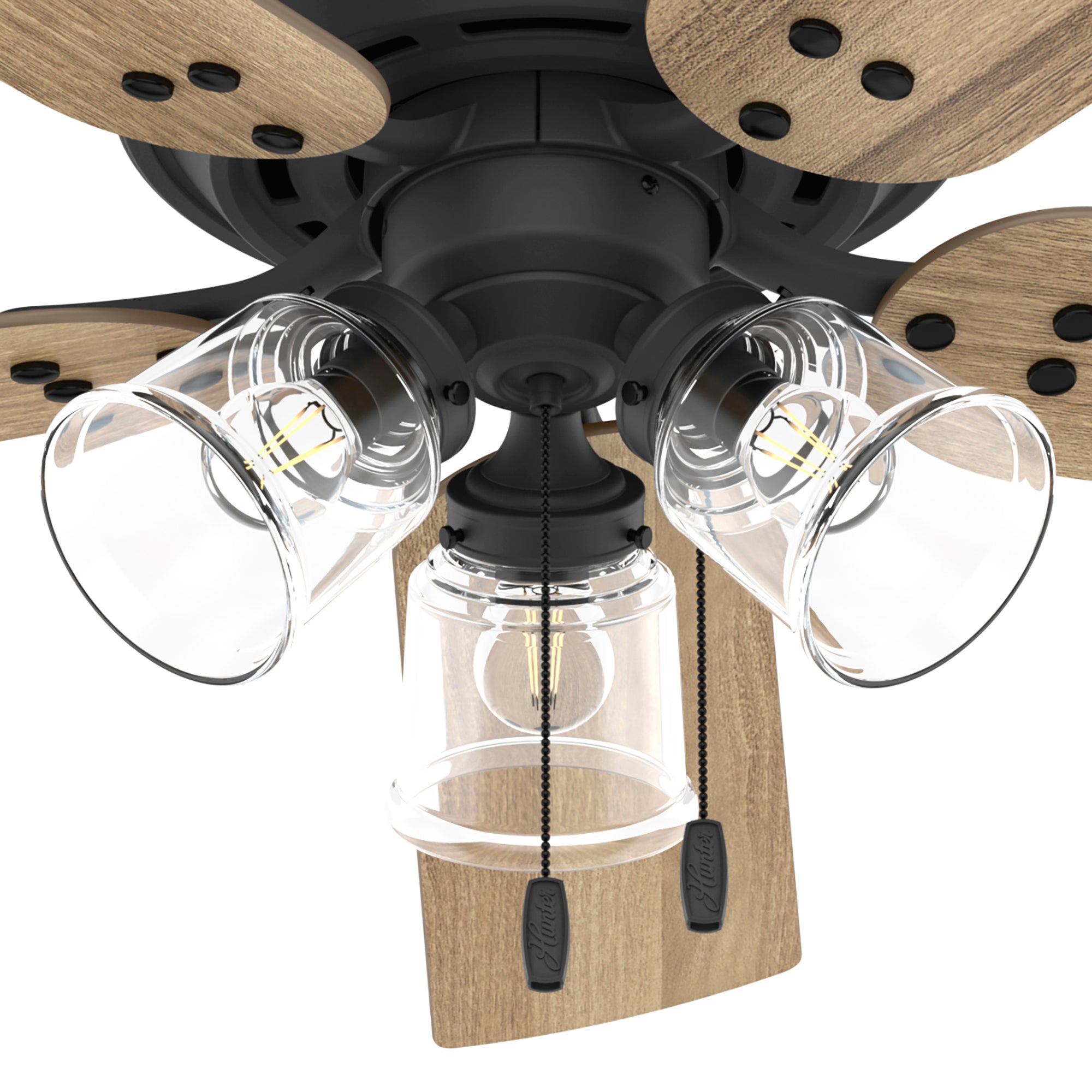 Hunter 52 inch Shady Grove Low Profile Ceiling Fan with LED Light Kit and Pull Chain