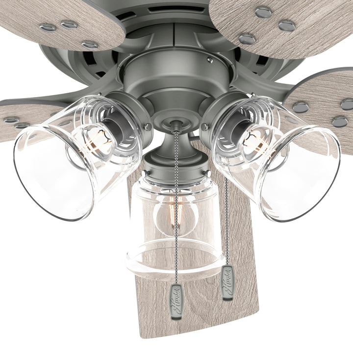 Hunter 52 inch Shady Grove Low Profile Ceiling Fan with LED Light Kit and Pull Chain Indoor Ceiling Fans Hunter   