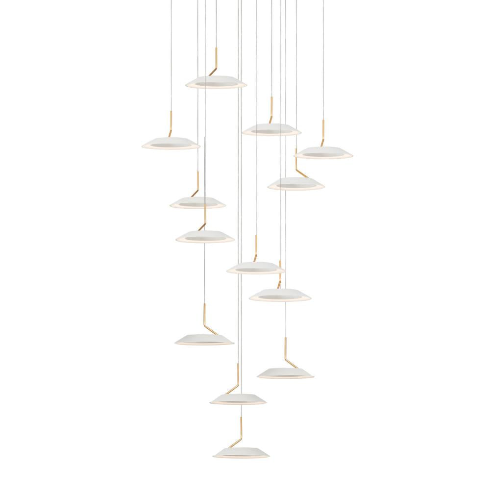 Koncept Inc Royyo Pendant (Circular with 13 pendants), Matte White with Gold accent, Matte White Canopy RYP-C13-SW-MWG Pendant Koncept Inc White  