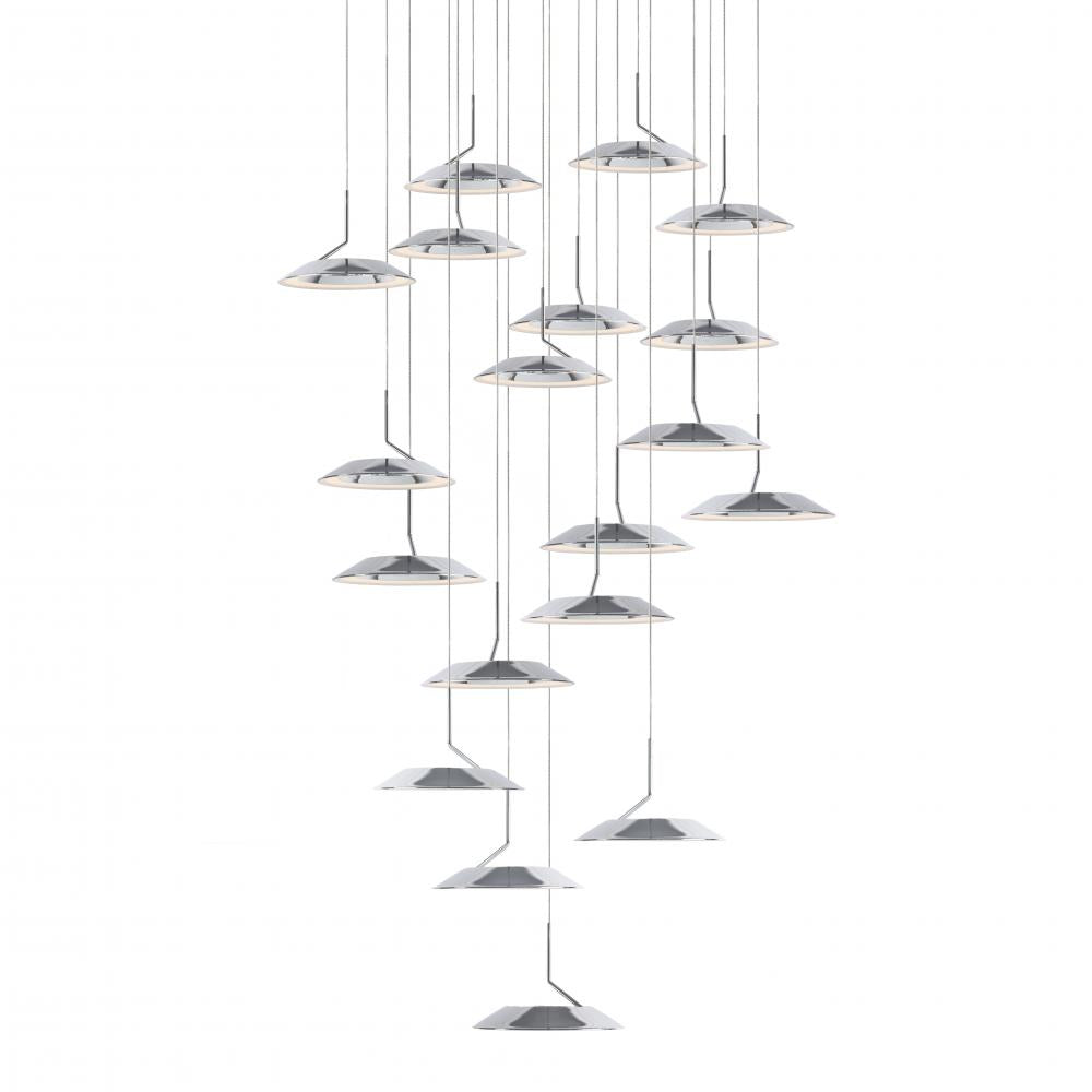 Koncept Inc Royyo Pendant (Circular with 19 pendants), Chrome, Matte White Canopy RYP-C19-SW-CRM Pendants Koncept Inc Chrome  