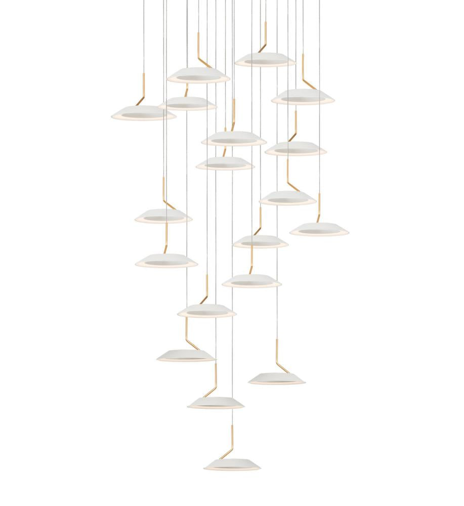 Koncept Inc Royyo Pendant (Circular with 19 pendants), Matte White with Gold accent, Matte White Canopy RYP-C19-SW-MWG