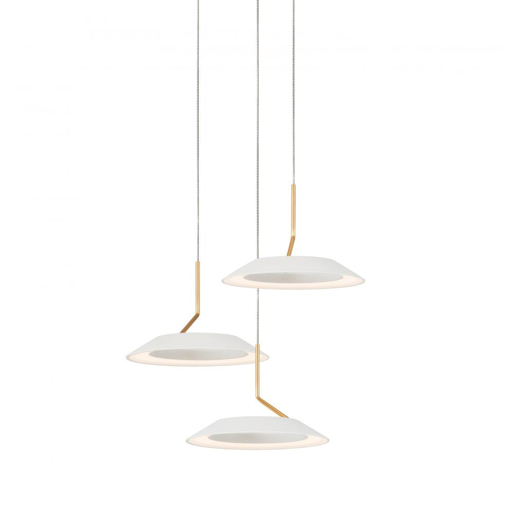 Koncept Inc Royyo Pendant (Circular with 3 pendants), Matte White with Gold accent, Matte White Canopy RYP-C3-SW-MWG Pendant Koncept Inc White  