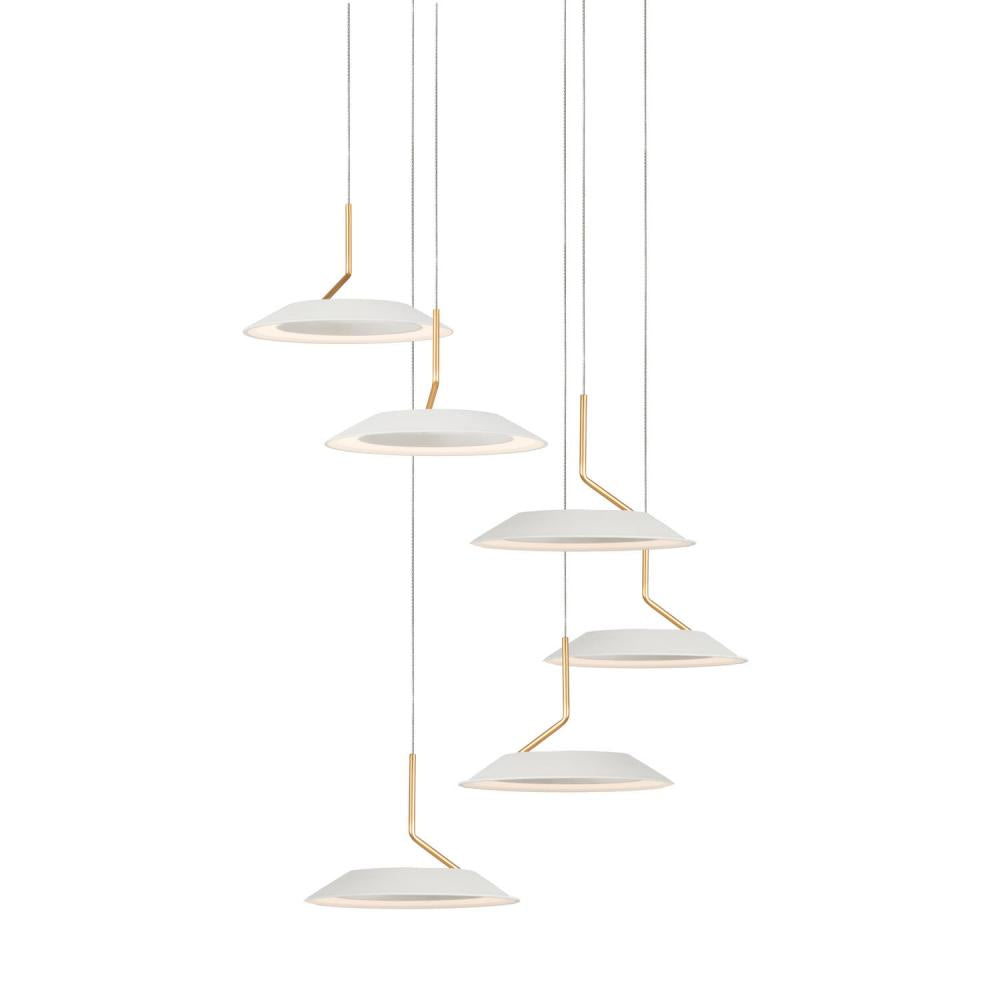 Koncept Inc Royyo Pendant (Circular with 6 pendants), Matte White with Gold accent, Matte White Canopy RYP-C6-SW-MWG Pendant Koncept Inc White  