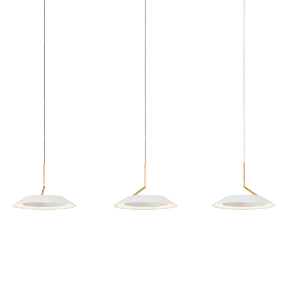 Koncept Inc Royyo Pendant (linear with 3 pendants), Matte White with Gold accent, Matte White Canopy RYP-L3-SW-MWG Pendant Koncept Inc White  