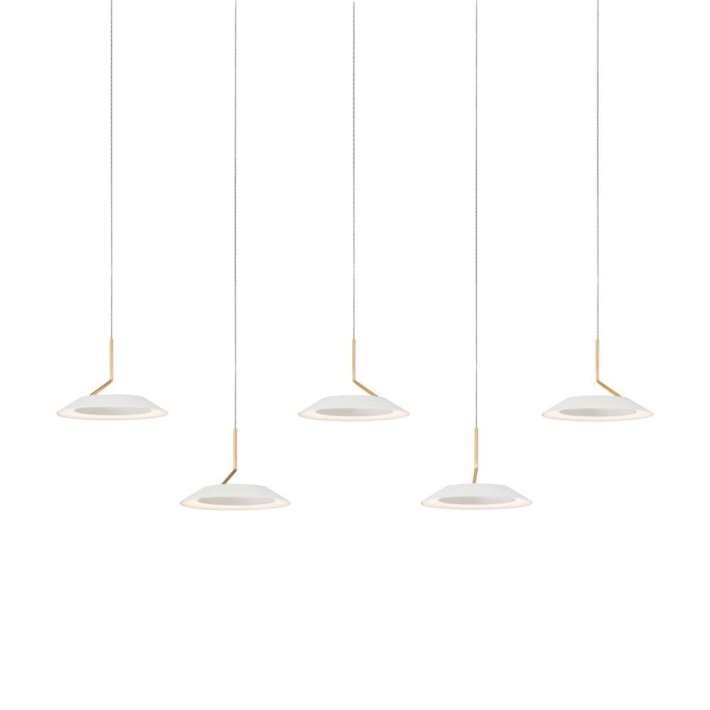 Koncept Inc Royyo Pendant (linear with 5 pendants), Matte White with Gold, Matte White Canopy RYP-L5-SW-MWG Pendant Koncept Inc White  