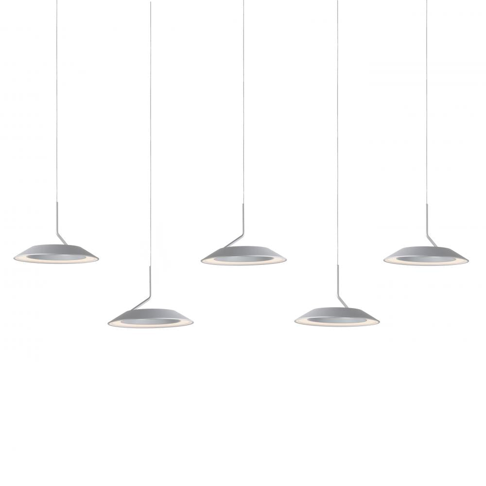 Koncept Inc Royyo Pendant (linear with 5 pendants), Silver, Silver Canopy RYP-L5-SW-SIL Pendants Koncept Inc Silver  