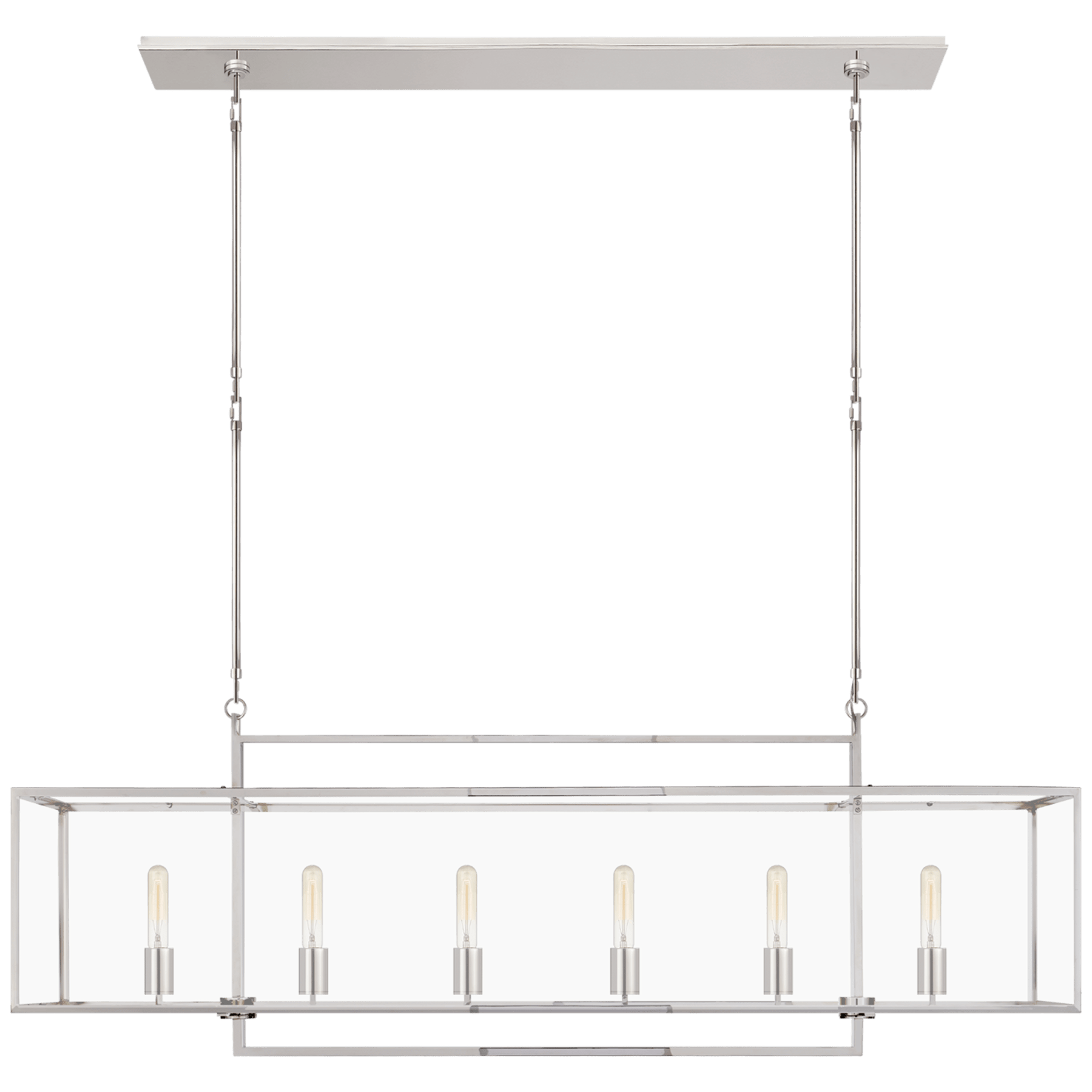 Visual Comfort Halle Large Linear Pendant Linear Suspension Light Visual Comfort Polished Nickel Clear Glass 