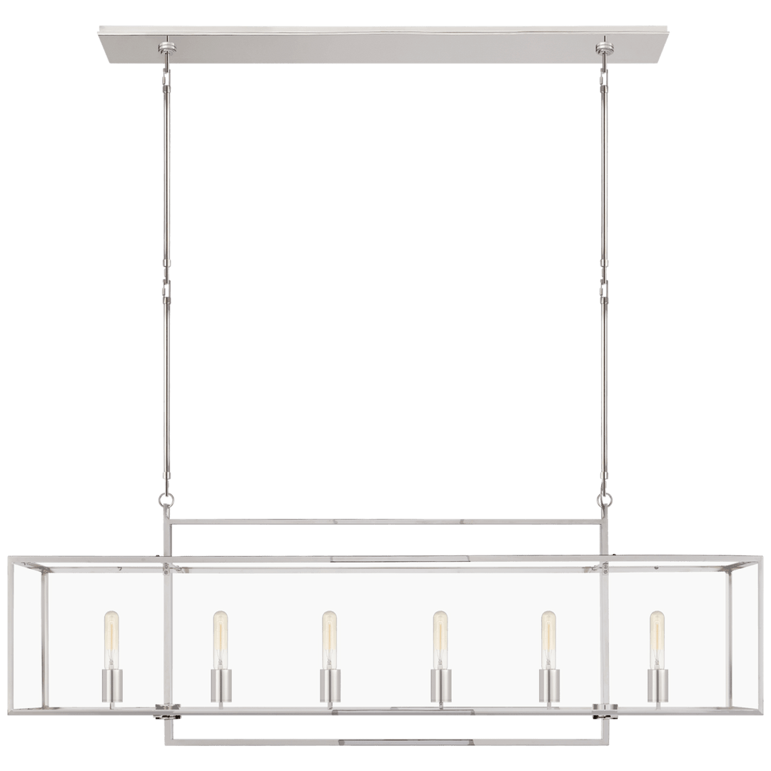 Visual Comfort Halle Large Linear Pendant Linear Chandeliers Visual Comfort & Co. Polished Nickel Clear Glass 