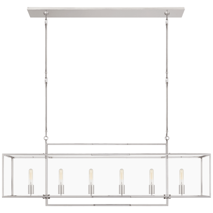 Visual Comfort Halle Large Linear Pendant Linear Chandeliers Visual Comfort & Co. Polished Nickel Clear Glass 