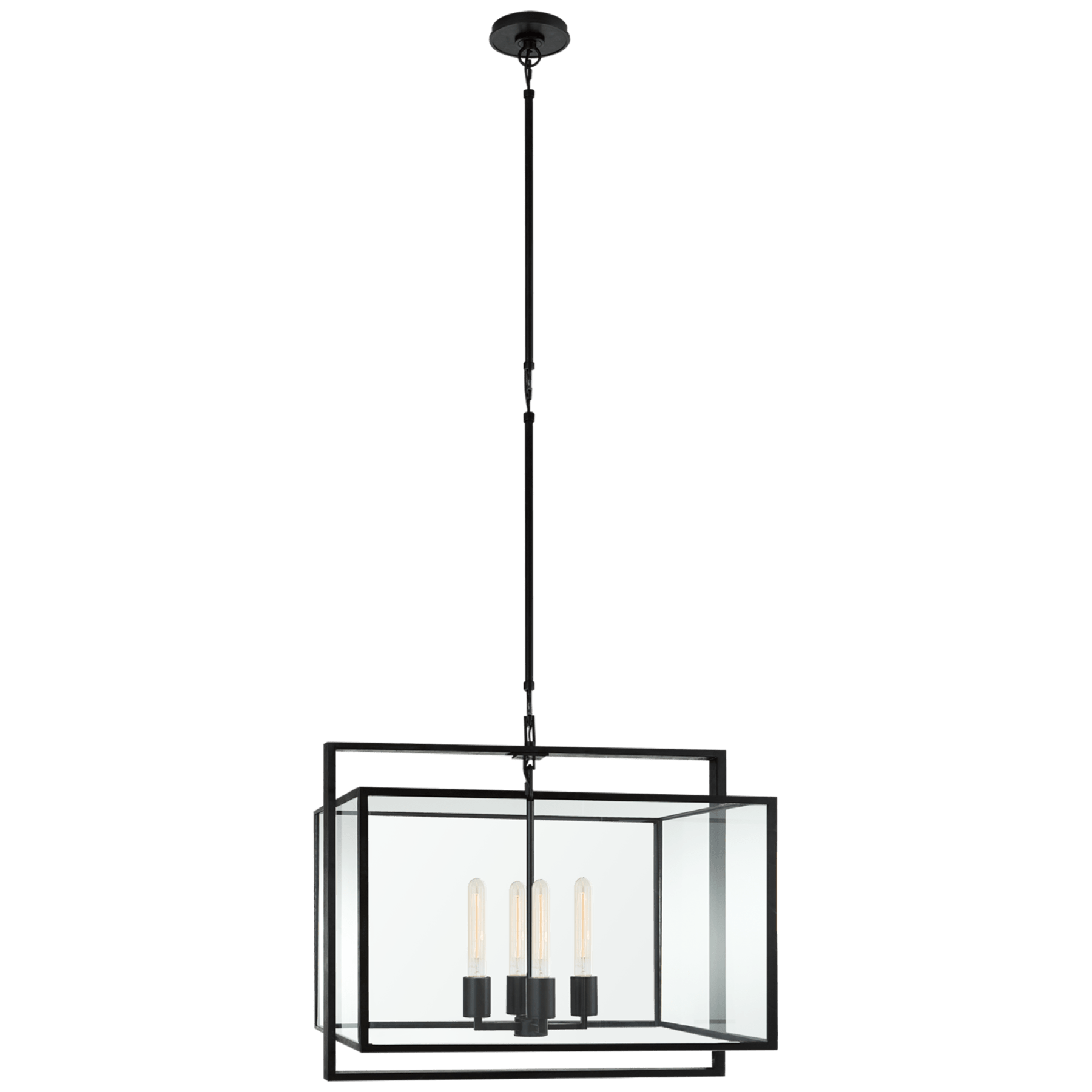 Visual Comfort Halle Medium Wide Lantern Lantern Visual Comfort Aged Iron Clear Glass 