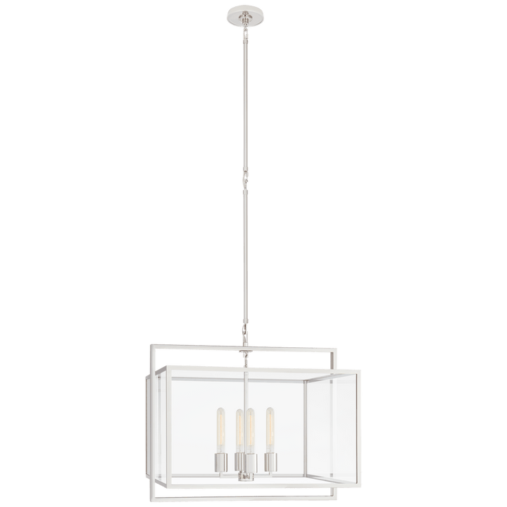 Visual Comfort Halle Medium Wide Lantern Pendants Visual Comfort & Co. Polished Nickel Clear Glass 