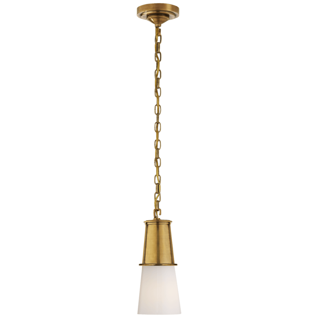 Visual Comfort Robinson Small Pendant Mini-Pendants Visual Comfort & Co. Hand-Rubbed Antique Brass White Glass 