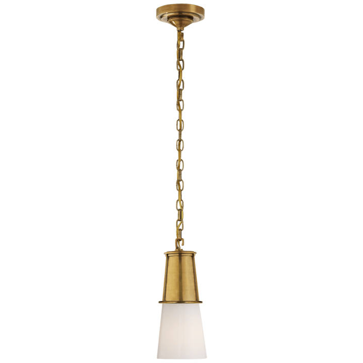 Visual Comfort Robinson Small Pendant Mini-Pendants Visual Comfort & Co. Hand-Rubbed Antique Brass White Glass 