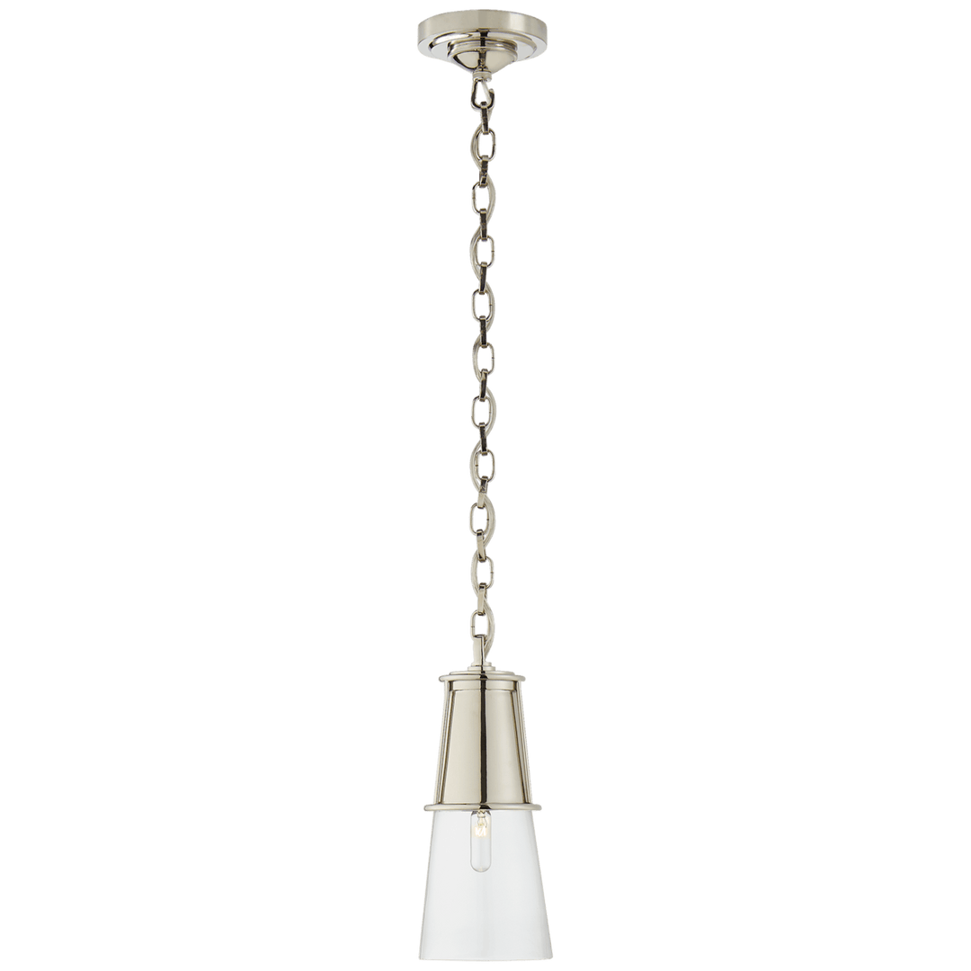 Visual Comfort Robinson Small Pendant Mini-Pendants Visual Comfort & Co. Polished Nickel Clear Glass 