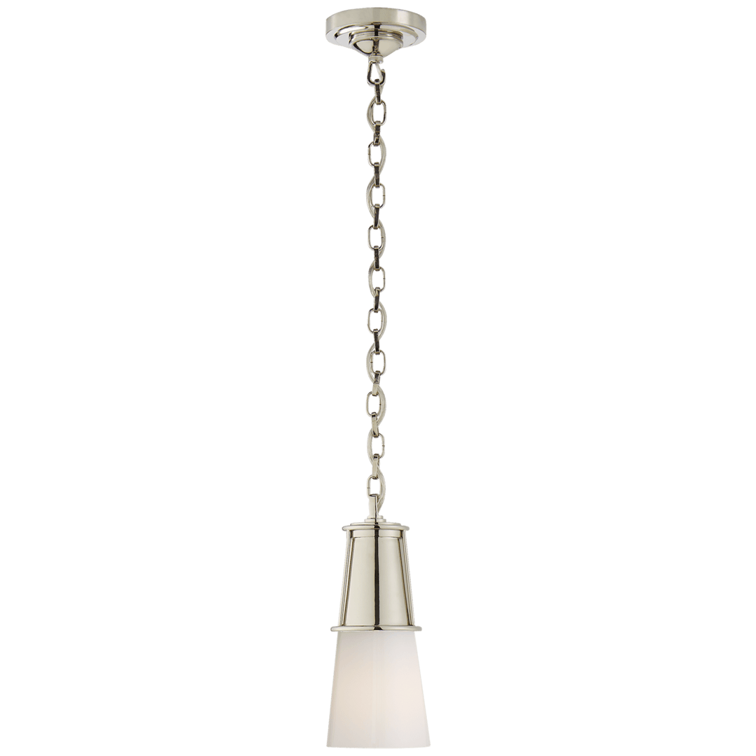 Visual Comfort Robinson Small Pendant Mini-Pendants Visual Comfort & Co. Polished Nickel White Glass 