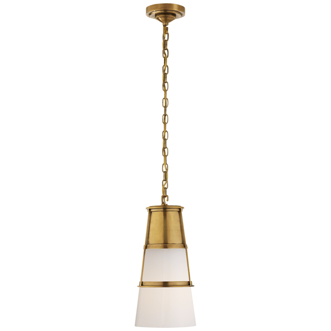 Visual Comfort Robinson Medium Pendant Mini-Pendants Visual Comfort & Co. Bronze White Glass 