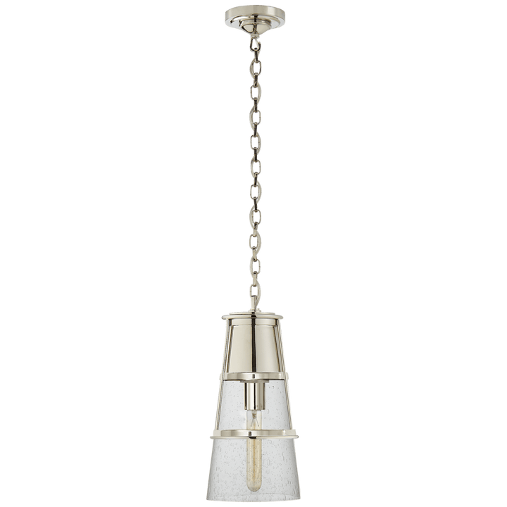 Visual Comfort Robinson Medium Pendant Mini-Pendants Visual Comfort & Co. Polished Nickel Seeded Glass 