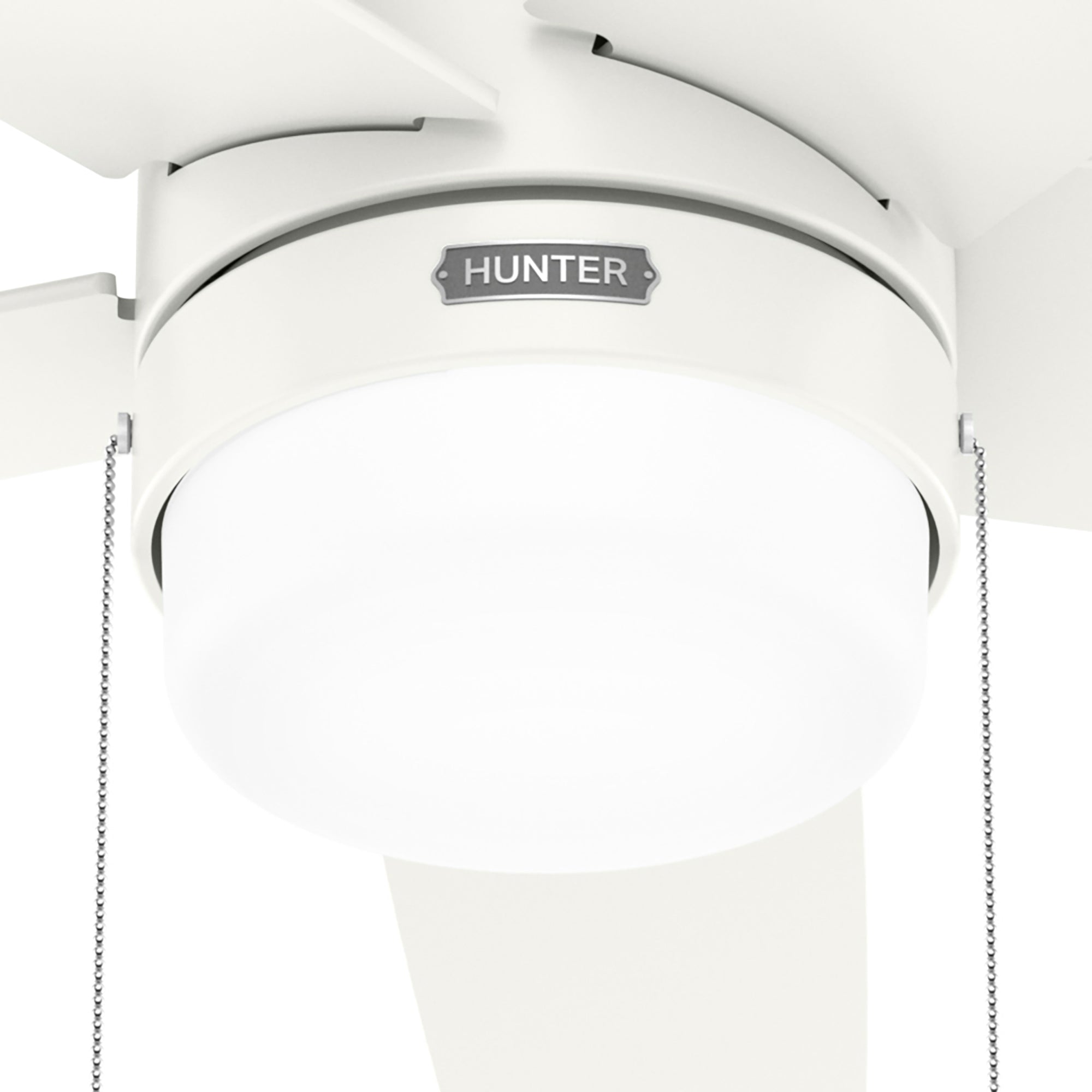 Hunter 52 inch Bardot Ceiling Fan with LED Light Kit and Pull Chain Ceiling Fan Hunter Fresh White Fresh White / Light Oak White Lens